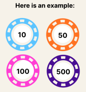 example of chip denominations in poker