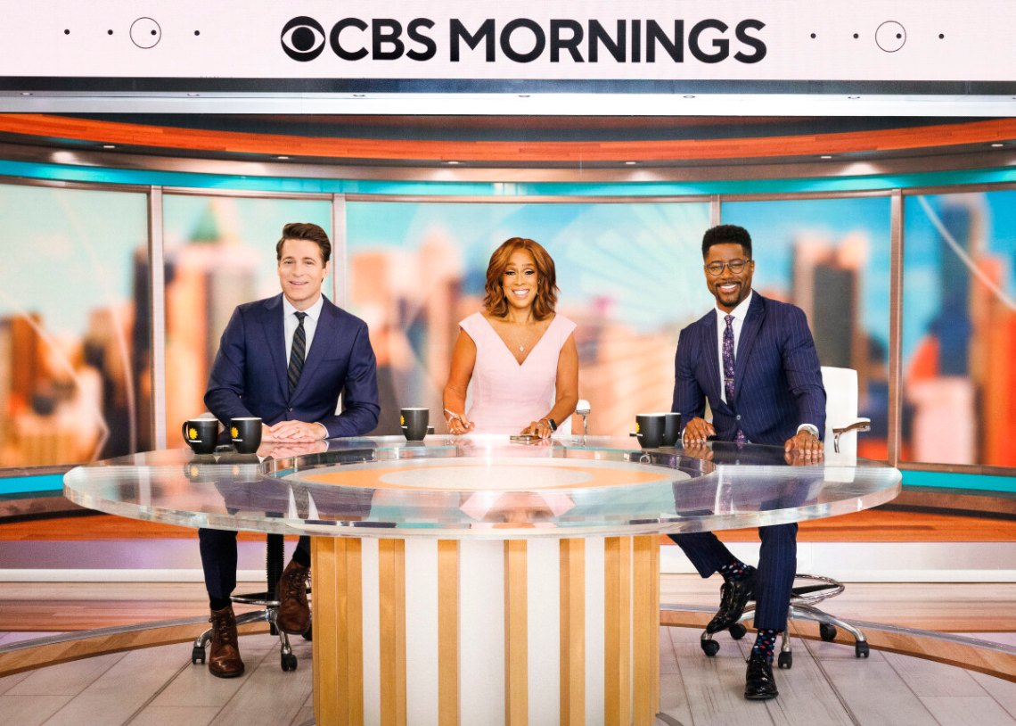 CBS Mornings cast Tony Dokoupil, Gayle King, and Nate Burleson